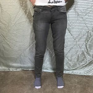 Split Clothing Gray Skinny Jeans Flooded Zipper